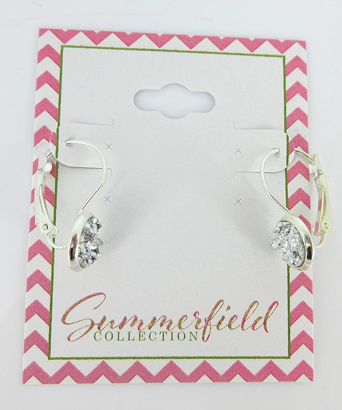 Summerfield Collection Silver-tone Faux Druzy Stone Lever-back Drop Earrings 8mm (Silver)