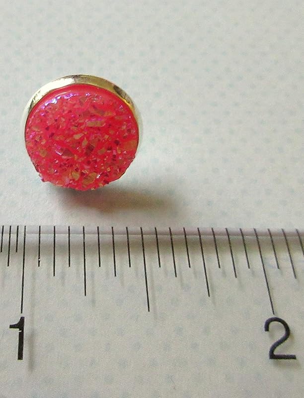 Summerfield Collection Trio Silver-tone Stud Earrings Pink Blue Faux Druzy Stone Set 12mm