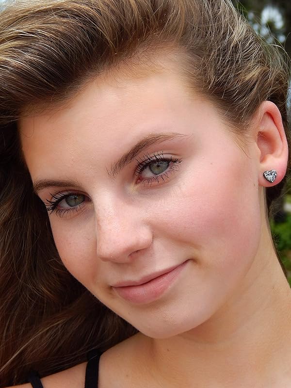 Summerfield Collection Stainless Steel Faux Granite Stone Acrylic Heart Stud Earrings 8mm