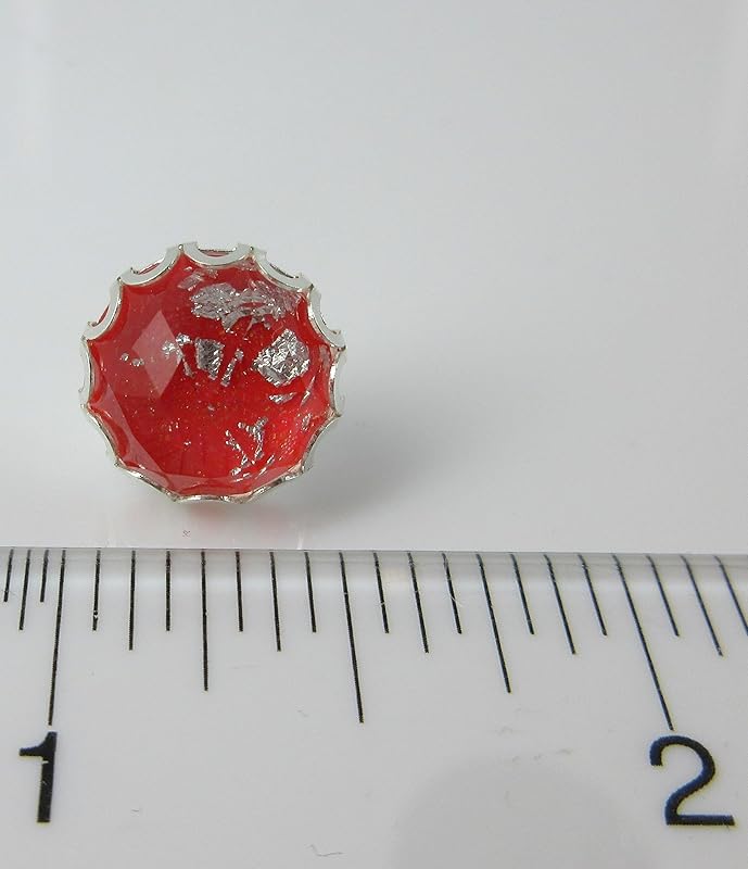 Summerfield Collection Silver Foil Faceted Resin Stud Earrings 12mm (Red)