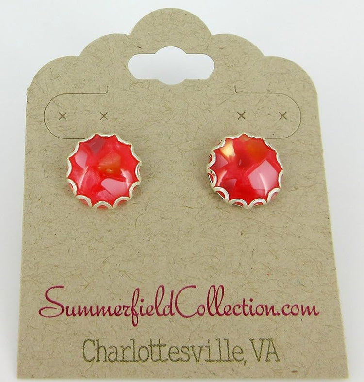 Summerfield Collection Stainless Steel Faux Shell Stud Earrings 12mm (Red)