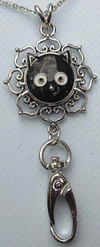 Summerfield Collection Cat Lover - Womens Lanyard Chain - Hearts Pendant w/Clip for IDs, Badges, Keys - Comes w/ 3 Snap Charms