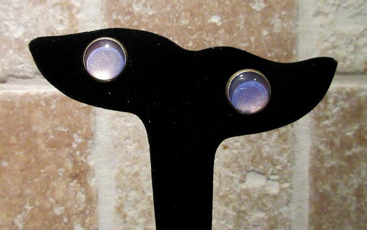 Summerfield Collection Antiqued Gold-tone Metallic Purple Color Shifting Glass Stud Earrings Hand-painted 12mm