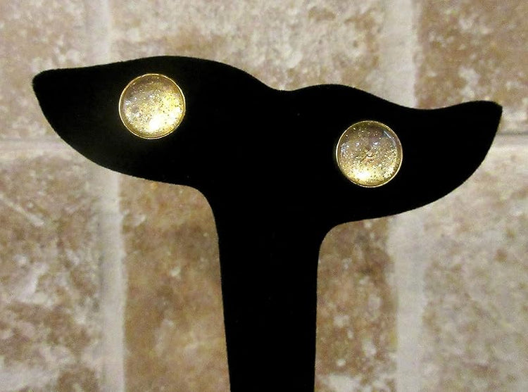 Summerfield Collection Gold-tone Glitter Glass Stud Earrings Hand-painted 12mm