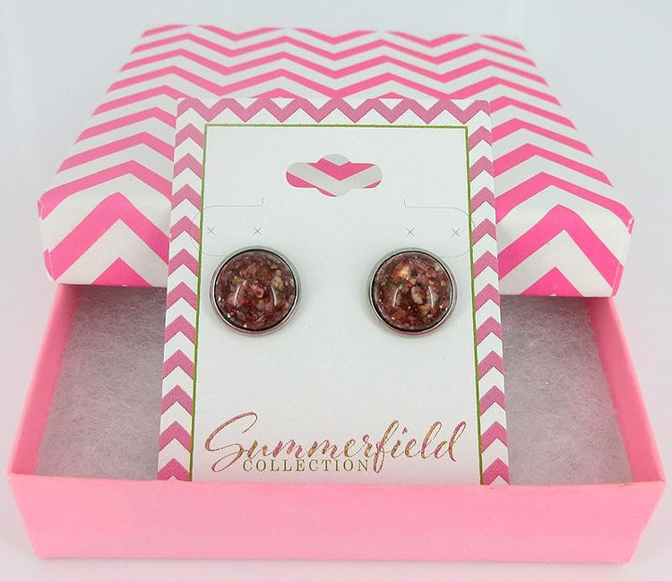 Summerfield Collection Stainless Steel Faux Shell Stud Earrings 12mm (Brown)