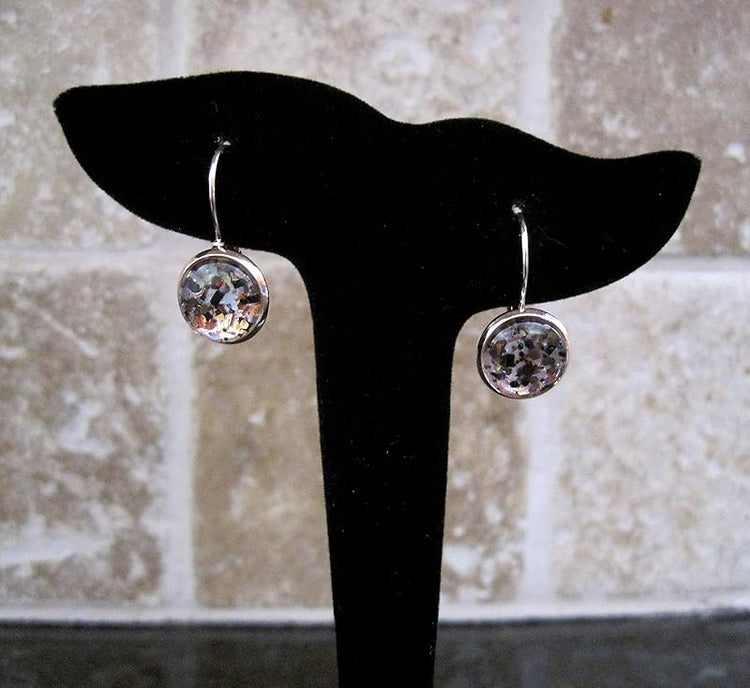 Summerfield Collection Rose Gold-Tone Pearly Silver and Black Glitter Glass Drop Earrings