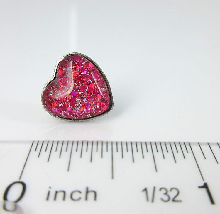 Summerfield Collection Hot Pink Hand-painted Glass Heart Choker Necklace Faux Black Suede Cord Stud Earrings Set