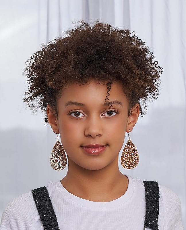 Summerfield Collection Silver-tone Glitter Faux Leather Large Teardrop Dangle Earrings (Gold and Rainbow)