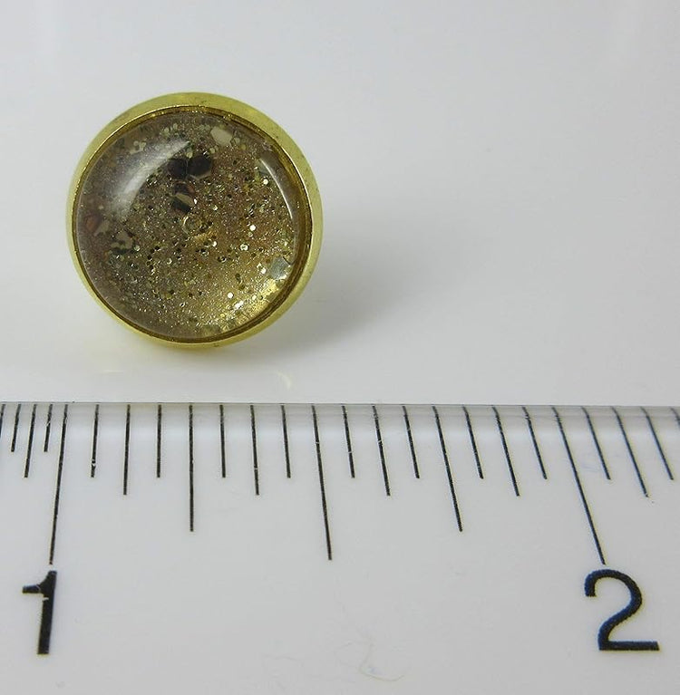Summerfield Collection Gold-tone Glitter Glass Stud Earrings Hand-painted 12mm