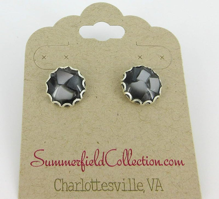 Summerfield Collection Stainless Steel Faux Shell Stud Earrings 12mm (Black)