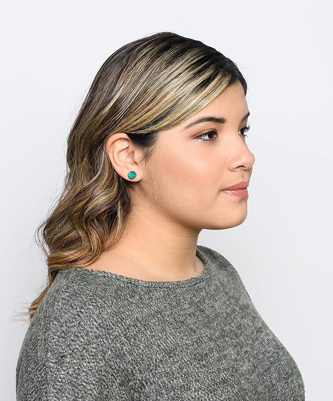 Summerfield Collection Trio Antiqued Gold-tone Stud Earrings 8mm Teal Pink Navy Blue Faux Druzy Stone Set (Teal/Pink/Navy Blue)