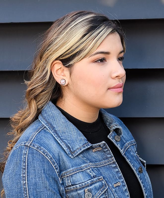 Summerfield Collection Antiqued Gold-tone Brown Cow Animal Print Glass Stud Earrings 12mm