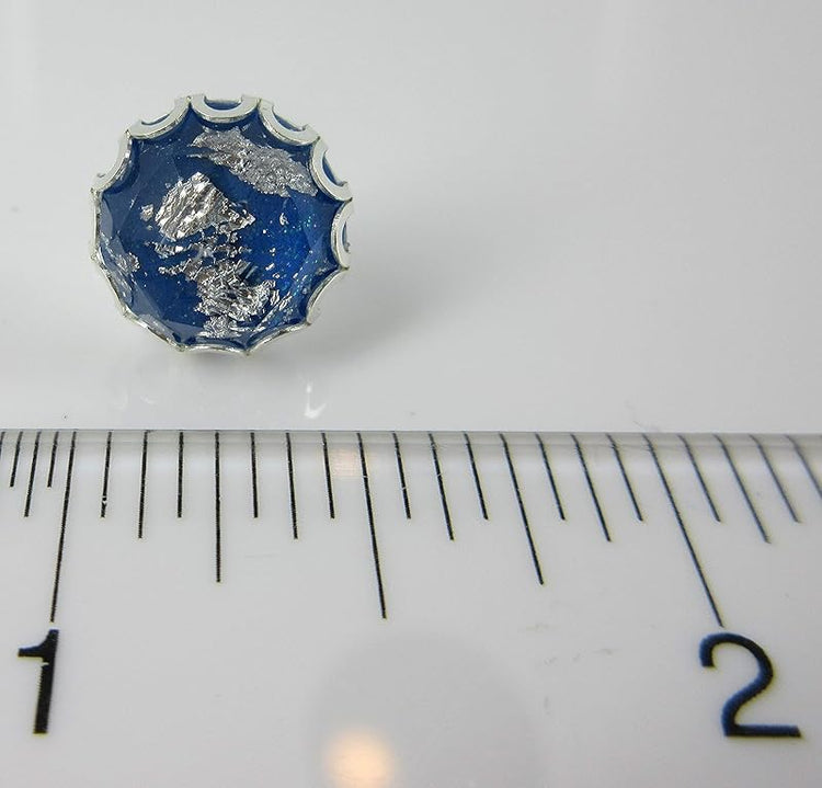 Summerfield Collection Silver Foil Faceted Resin Stud Earrings 12mm (Blue)