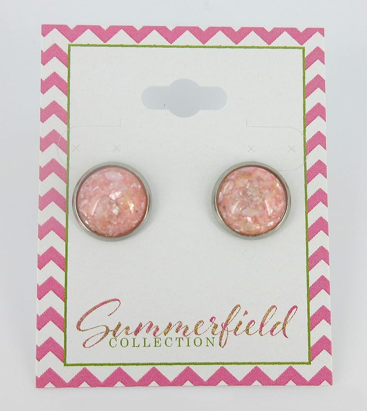 Summerfield Collection Stainless Steel Faux Shell Stud Earrings 12mm (Blush Pink)