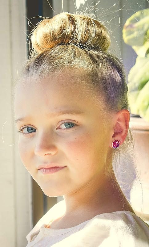 Summerfield Collection Silver-tone Translucent AB Faux Druzy Stone Stud Earrings 12mm (Raspberry)