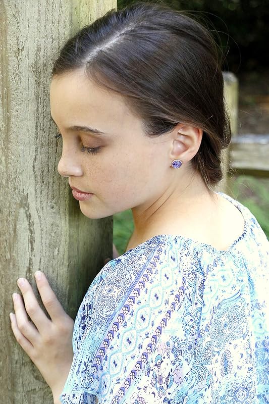 Summerfield Collection Silver-tone Purple Unicorn Mix Glitter Glass Stud Earrings Hand-painted 10mm
