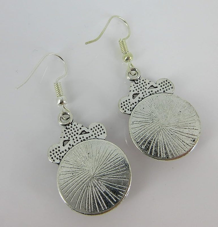 Summerfield Collection Antiqued Silver-tone Metallic Red Glitter Glass Dangle Earrings Hand-painted