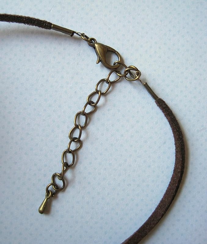 Summerfield Collection Antiqued Gold-Tone Glitter Glass I Love You to the Moon and Back Pendant Necklace Brown Faux Suede