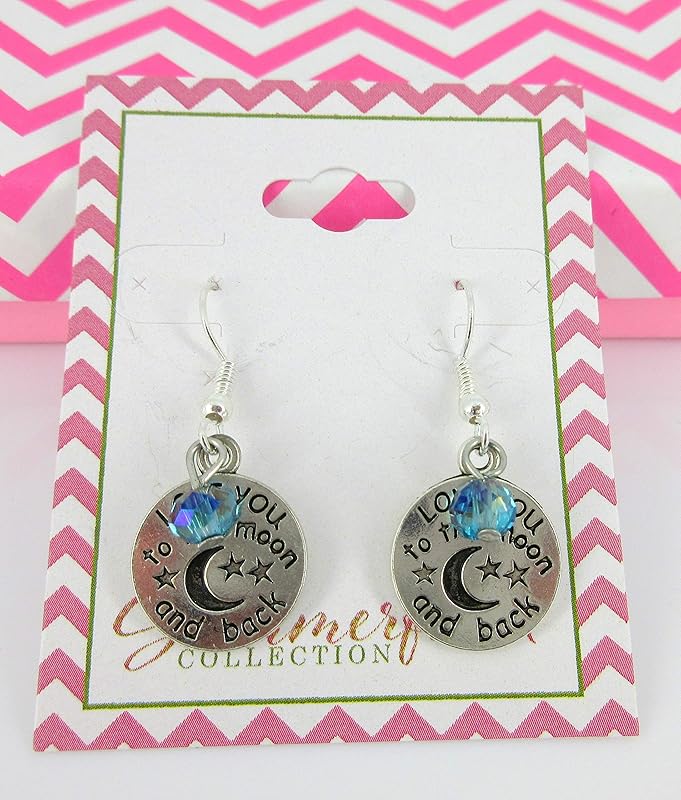 Summerfield Collection Antiqued Silver-tone Love You to the Moon and Back Charm Dangle Earrings
