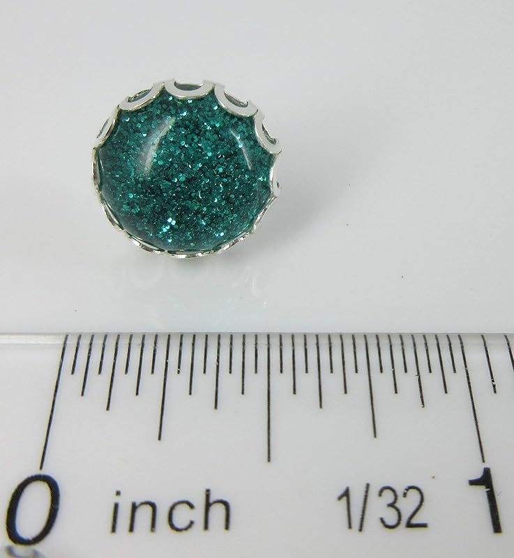 Summerfield Collection Trio Silver-tone Stud Earrings Aqua Blue Faux Druzy Stone Mermaid Scale Glitter Resin Set