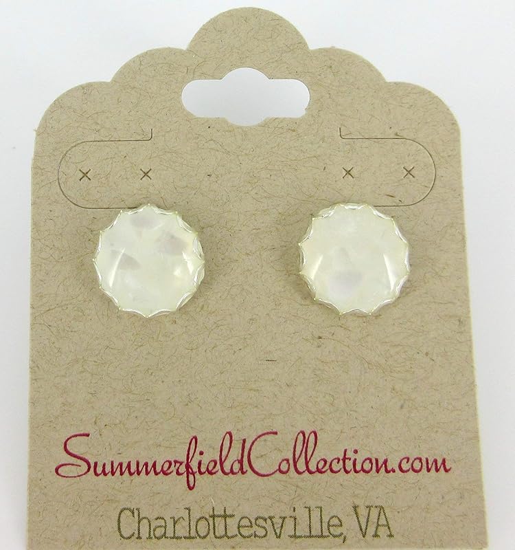 Summerfield Collection Stainless Steel Faux Shell Stud Earrings 12mm (White)