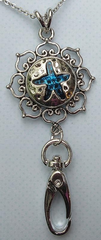 Summerfield Collection Beach Theme - Womens Lanyard Chain - Hearts Pendant w/Clip for IDs, Badges, Keys - Comes w/ 3 Snap Charms