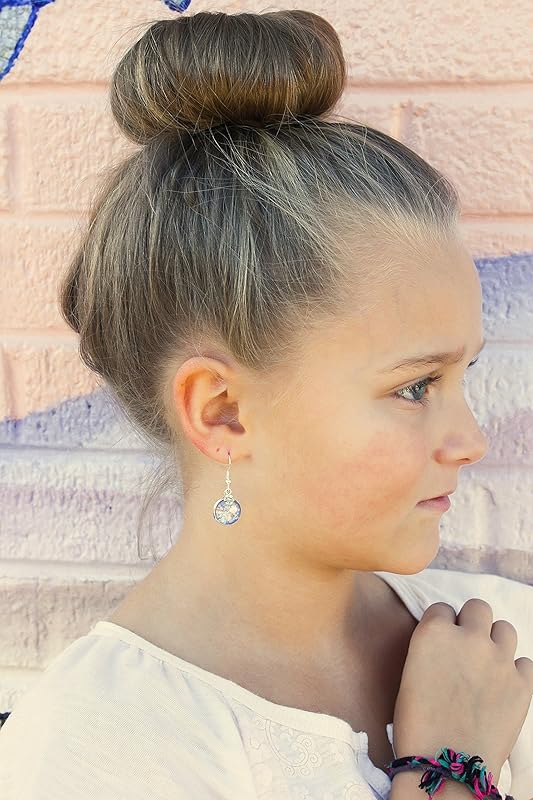 Summerfield Collection Silver-tone Pastel Mix Glitter Glass Daisy Flower Charm Dangle Earrings