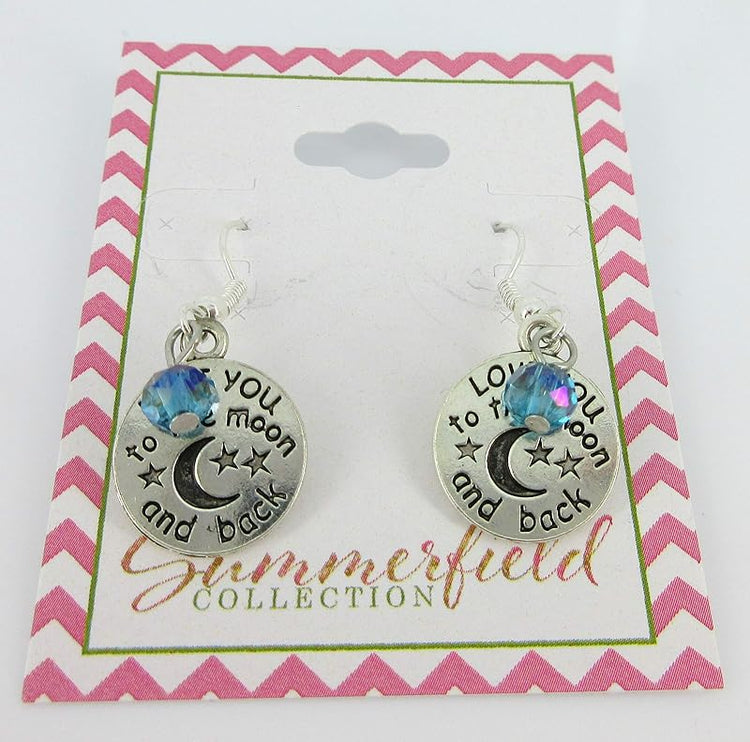 Summerfield Collection Antiqued Silver-tone Love You to the Moon and Back Charm Dangle Earrings