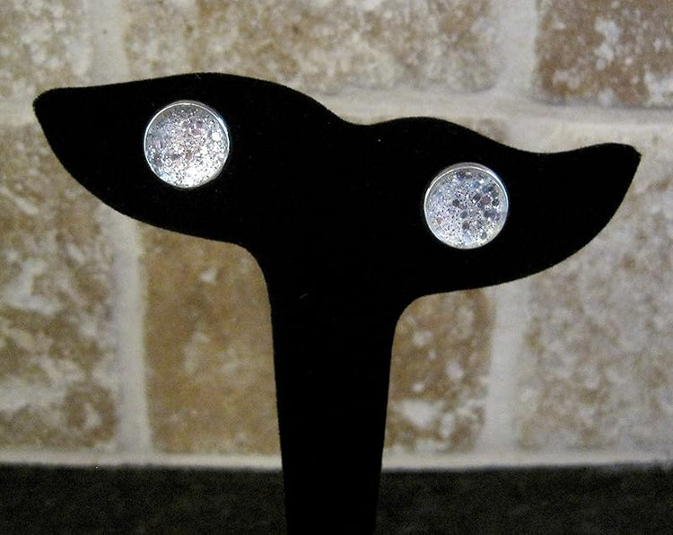 Summerfield Collection Silver-tone Glitter Glass Stud Earrings 12mm Hand-painted