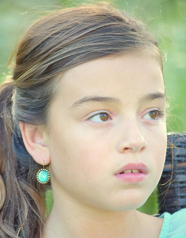 Summerfield Collection Antiqued Gold-tone Seafoam Green and Blue Glitter Glass Drop Earrings Leverback Hand-painted