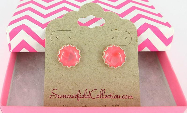 Summerfield Collection Stainless Steel Faux Shell Stud Earrings 12mm (Pink)