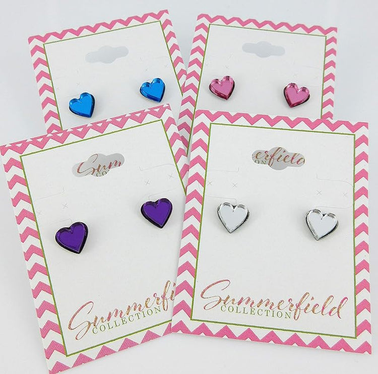 Summerfield Collection Stainless Steel Mirror Heart Stud Earrings 8mm (Clear)