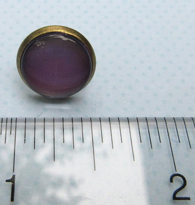 Summerfield Collection Antiqued Gold-tone Metallic Purple Color Shifting Glass Stud Earrings Hand-painted 12mm