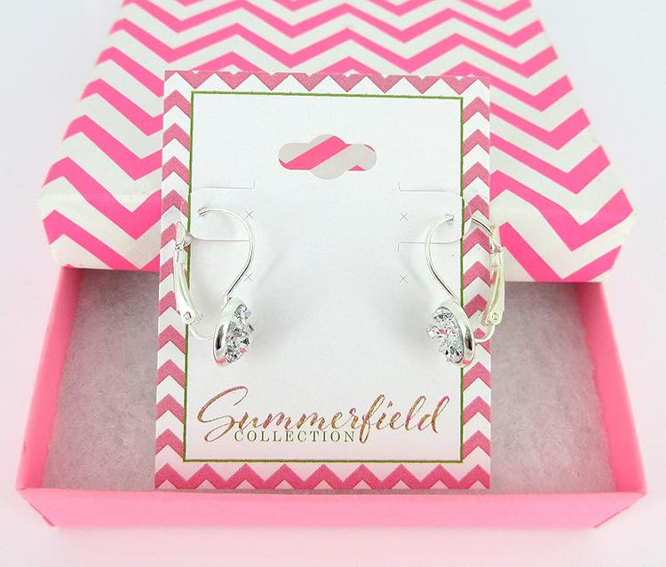 Summerfield Collection Silver-tone Faux Druzy Stone Lever-back Drop Earrings 8mm (Silver)