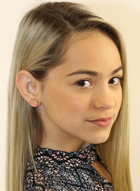 Summerfield Collection Rose Gold-tone Faux Druzy Stone Stud Earrings 12mm (Blush)