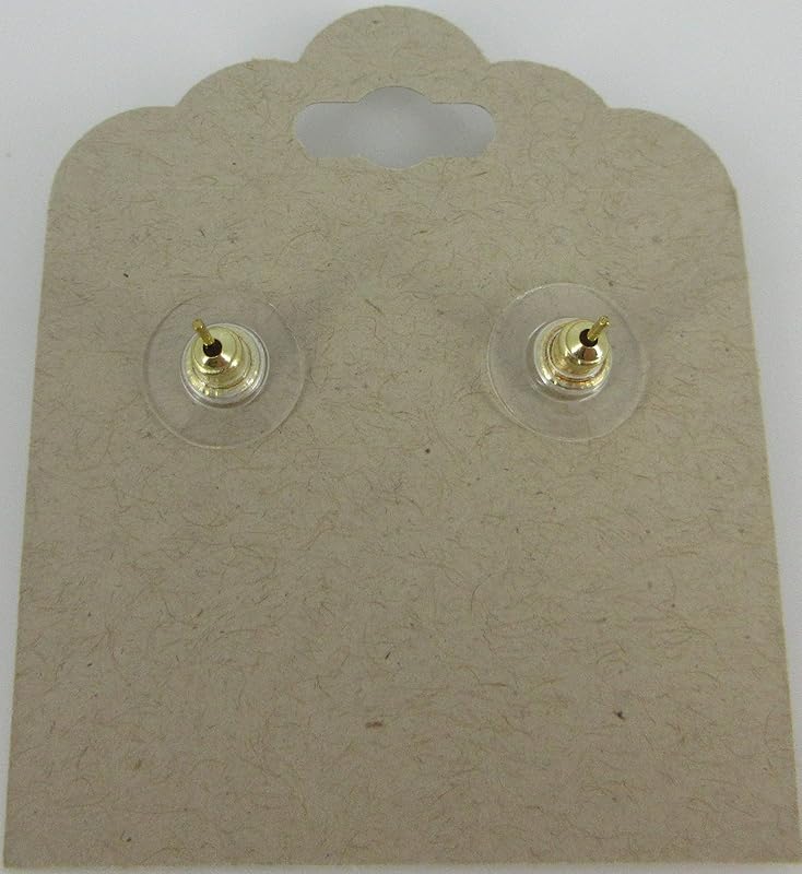 Summerfield Collection Gold-tone Heart Shaped Faceted Resin Leaf Foil Stud Earrings 12mm (White)