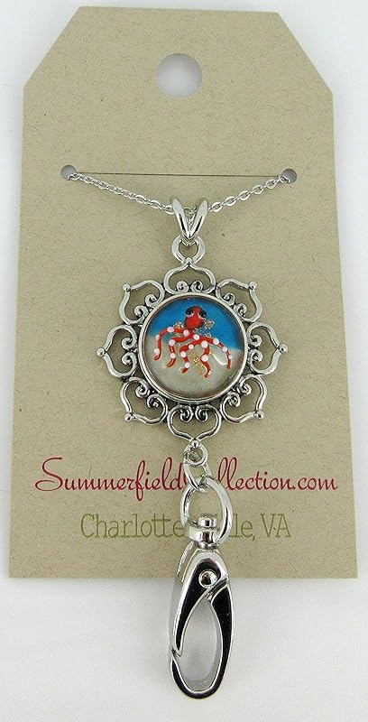 Summerfield Collection Beach Theme - Womens Lanyard Chain - Hearts Pendant w/Clip for IDs, Badges, Keys - Comes w/ 3 Snap Charms