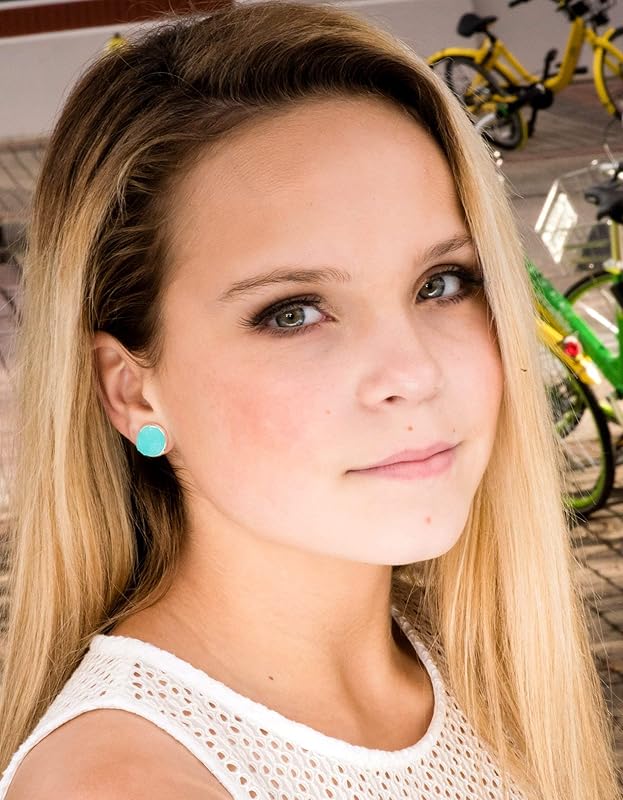 Summerfield Collection Trio Silver-tone Stud Earrings Aqua Blue Faux Druzy Stone Mermaid Scale Glitter Resin Set