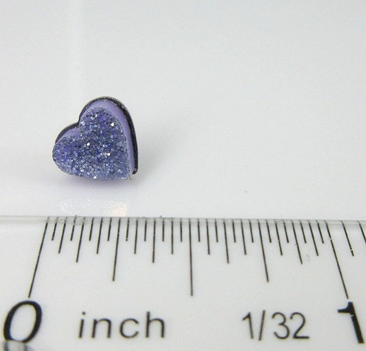 Summerfield Collection Stainless Steel Glitter Acrylic Heart Stud Earrings 8mm (Lilac Purple)