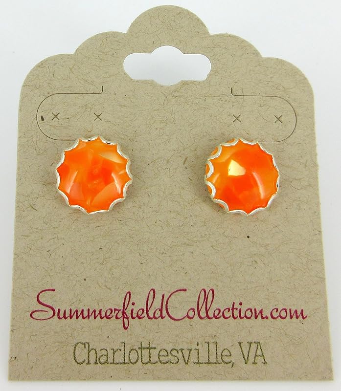 Summerfield Collection Stainless Steel Faux Shell Stud Earrings 12mm (Orange)