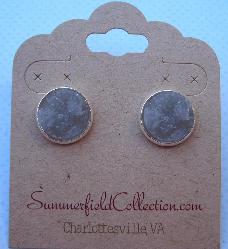 Summerfield Collection Silver-tone Faux Druzy Stone Stud Earrings 12mm (Gray)