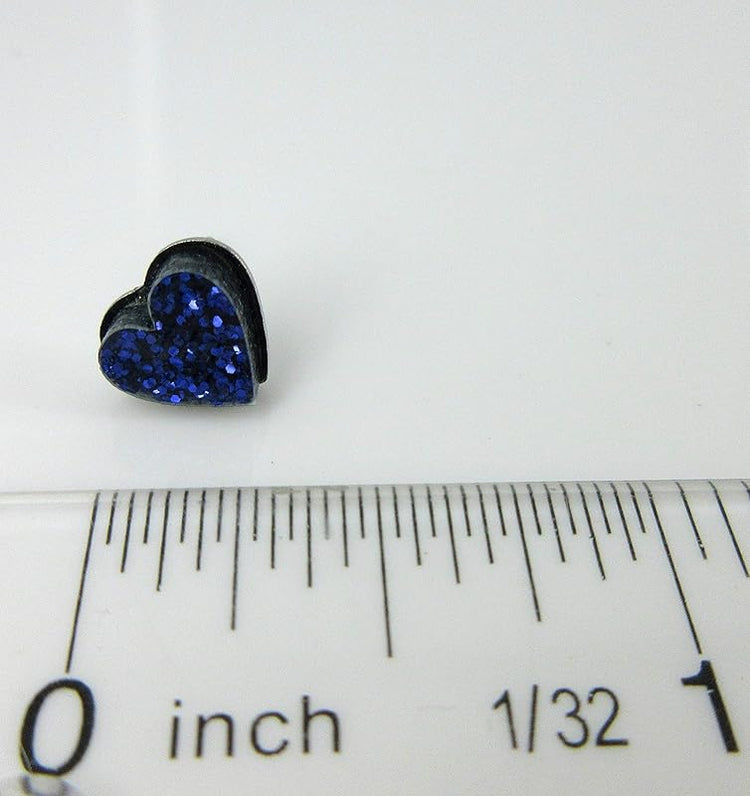 Summerfield Collection Stainless Steel Glitter Acrylic Heart Stud Earrings 8mm (Dark Purple)
