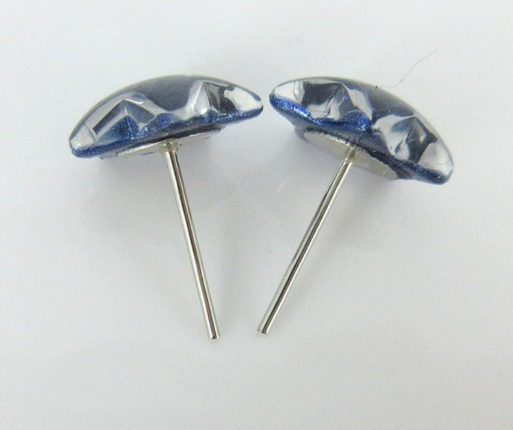 Summerfield Collection Dark Blue Star Shaped Glitter Glass Galaxy Stud Earrings 10mm Hand-painted