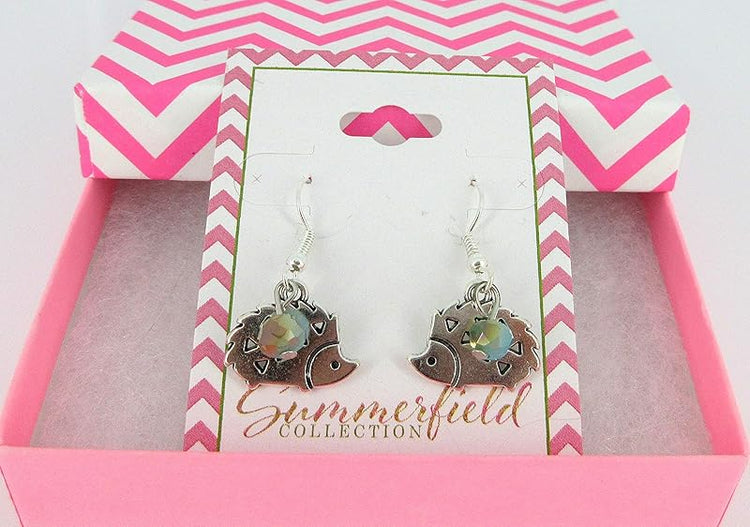 Summerfield Collection Antiqued Silver-tone Hedgehog Charm Dangle Earrings