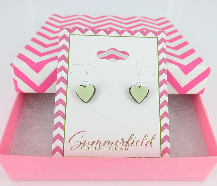 Summerfield Collection Stainless Steel Glow in the Dark Heart Stud Earrings 8mm