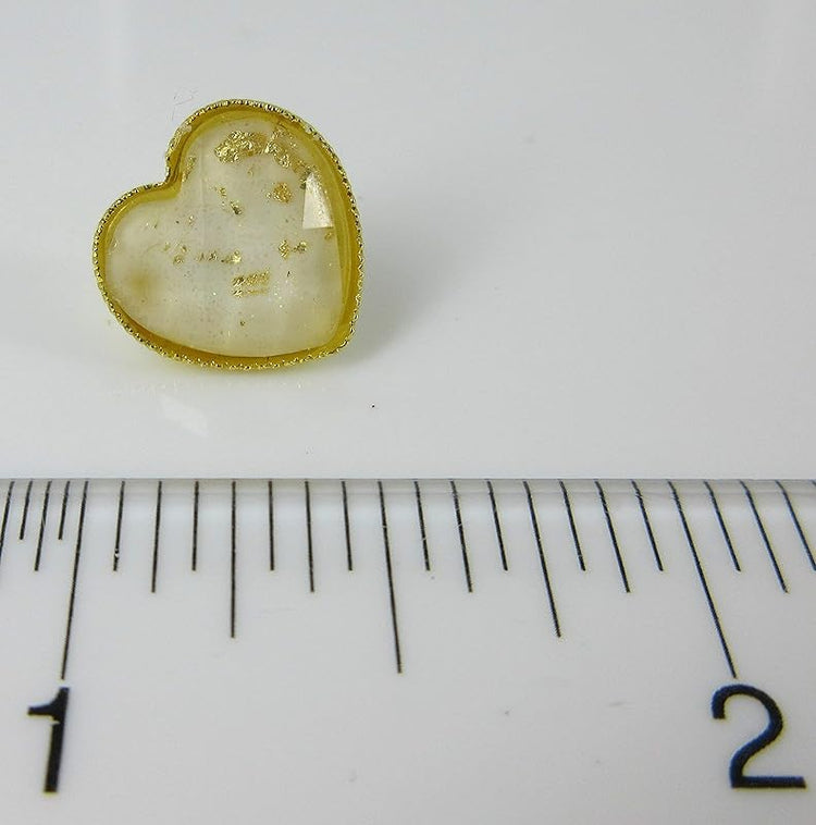 Summerfield Collection Gold-tone Heart Shaped Faceted Resin Leaf Foil Stud Earrings 12mm (White)