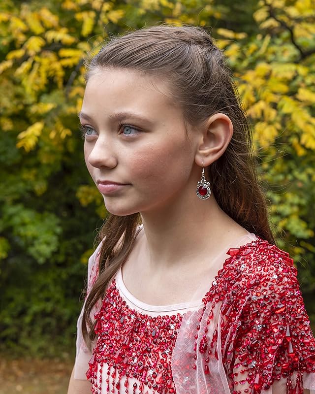 Summerfield Collection Antiqued Silver-tone Metallic Red Glitter Glass Dangle Earrings Hand-painted