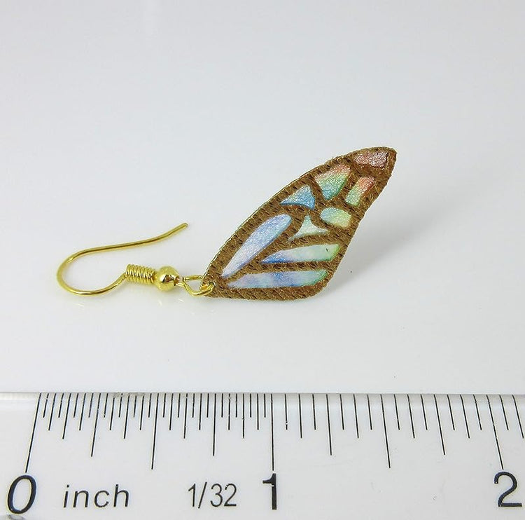 Summerfield Collection Gold Tone Butterfly Wing Fabric Dangle Earrings (Multicolor)