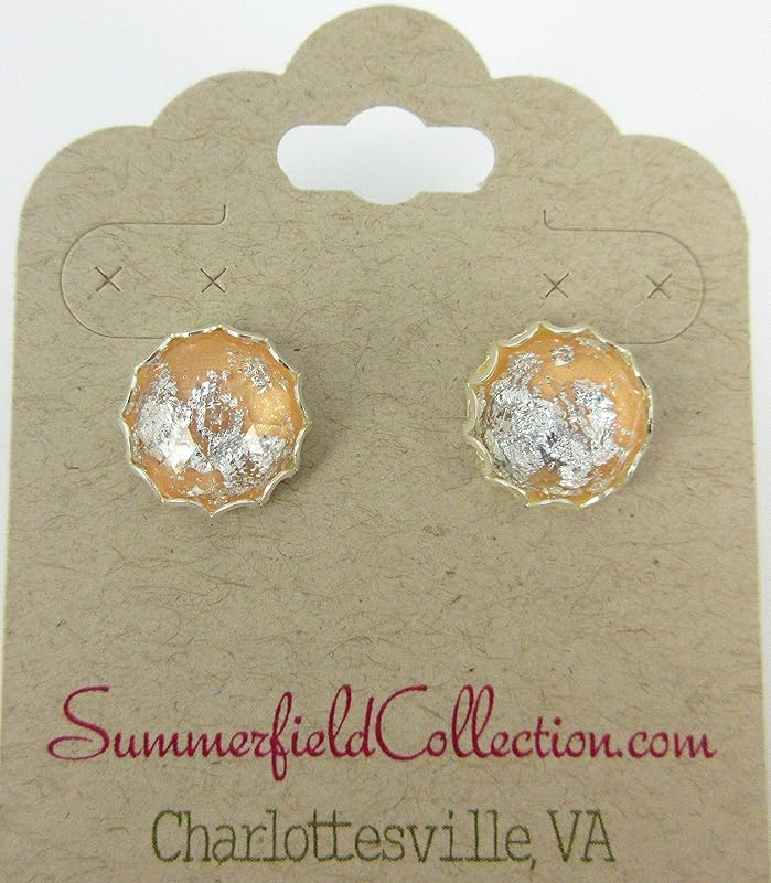 Summerfield Collection Silver Foil Faceted Resin Stud Earrings 12mm (Yellow)