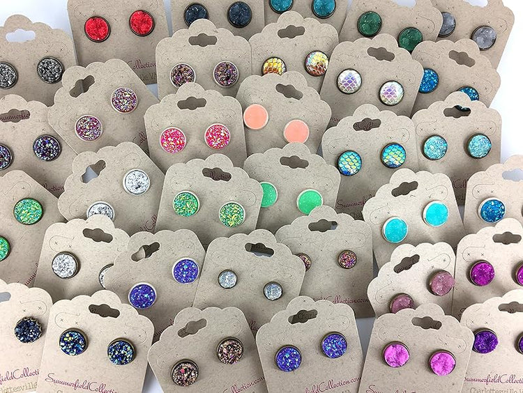 Summerfield Collection Rainbow of Possibilities Day of the Week Earring Set 7 Pairs Stud Earrings Faux Druzy Stone